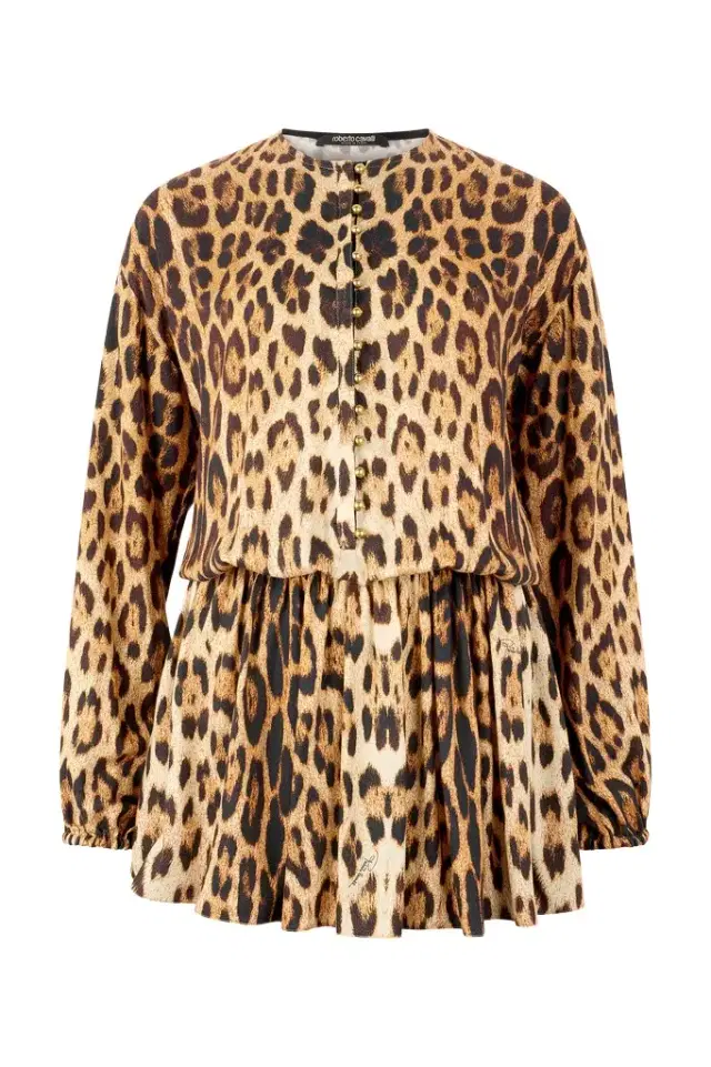 Roberto Cavalli Short Dress With Jaguar Skin Print