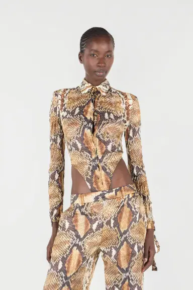 Roberto Cavalli Python Print Shirt Bodysuit | Thumbnail 2