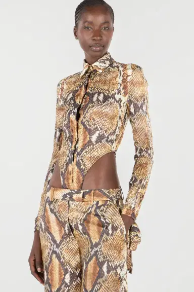 Roberto Cavalli Python Print Shirt Bodysuit | Thumbnail 5