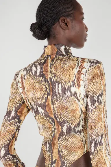 Roberto Cavalli Python Print Shirt Bodysuit | Thumbnail 6