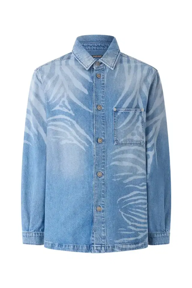 Roberto Cavalli Denim Shirt With Tiger Skin Print