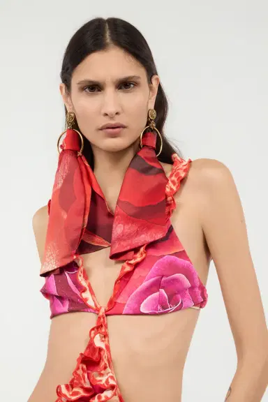 Roberto Cavalli Garden Rose And Cheetah Skin Trikini | Thumbnail 5