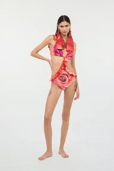 Roberto Cavalli Garden Rose And Cheetah Skin Trikini | Thumbnail 7