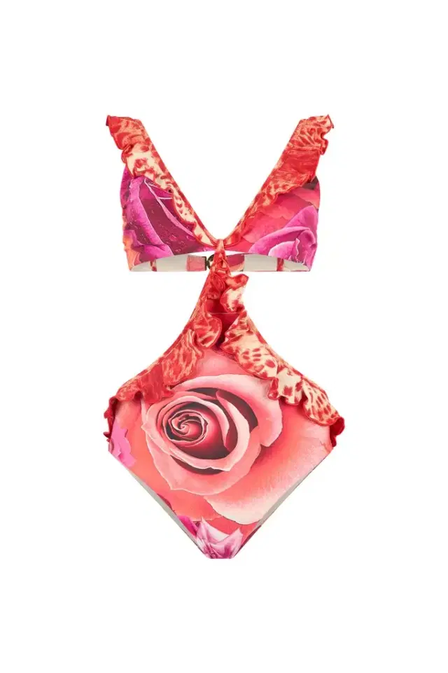 Roberto Cavalli Garden Rose And Cheetah Skin Trikini
