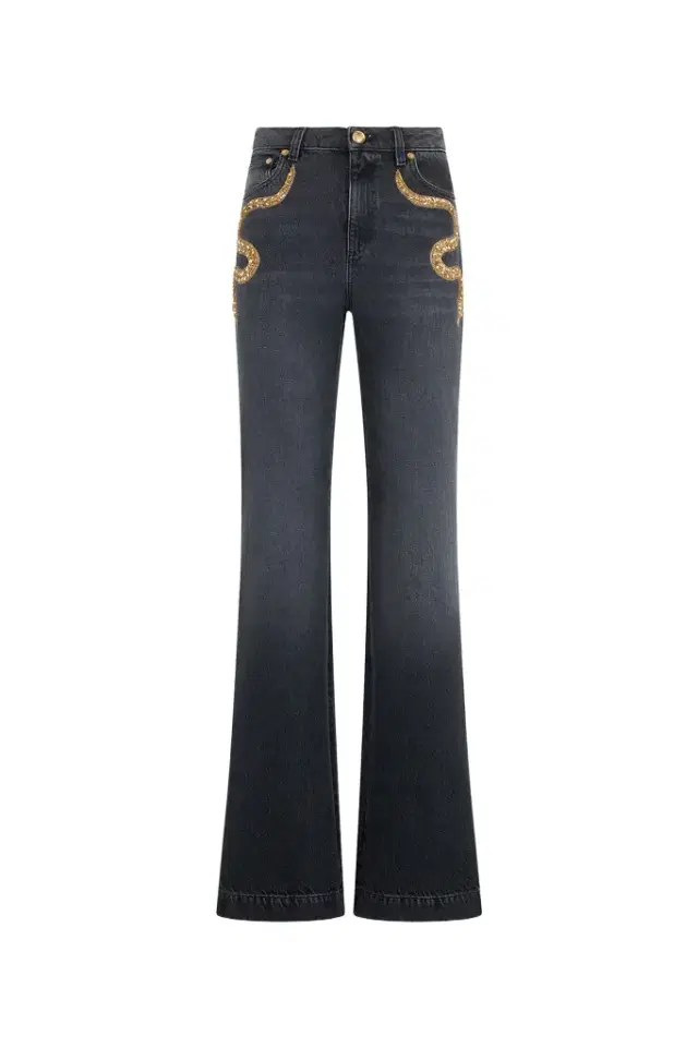 Flared Jeans with Snake Embroidery