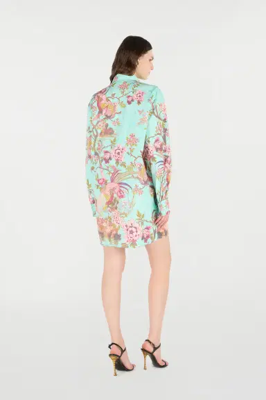 Roberto Cavalli Shirt Dress With Oriental Bird Print | Thumbnail 3 Roberto Cavalli Shirt Dress With Oriental Bird Print | Thumbnail 3