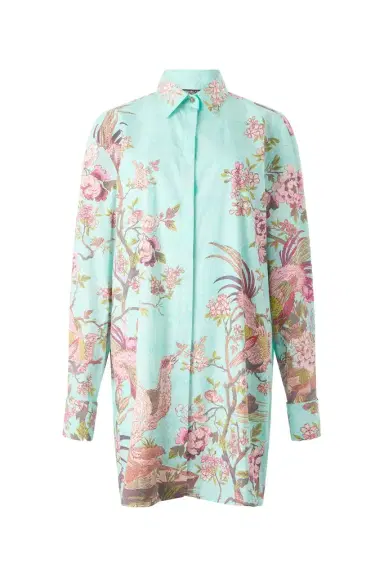 Roberto Cavalli Shirt Dress With Oriental Bird Print | Thumbnail 1 Roberto Cavalli Shirt Dress With Oriental Bird Print | Thumbnail 1