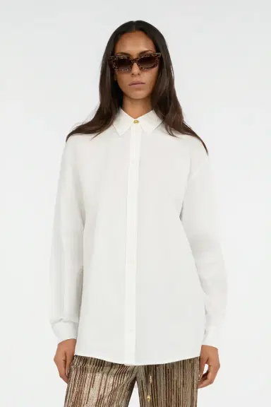Roberto Cavalli White Shirt With Gold Button | Thumbnail 2 Roberto Cavalli White Shirt With Gold Button | Thumbnail 2