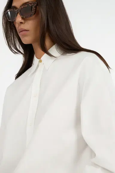 Roberto Cavalli White Shirt With Gold Button | Thumbnail 4 Roberto Cavalli White Shirt With Gold Button | Thumbnail 4