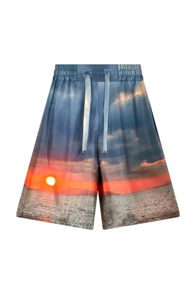 Roberto Cavalli Silk Shorts With Sunset Print