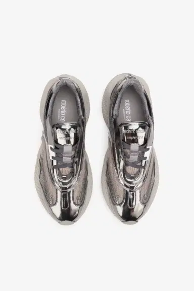Roberto Cavalli Silver Leather Chunky Sneaker | Thumbnail 4