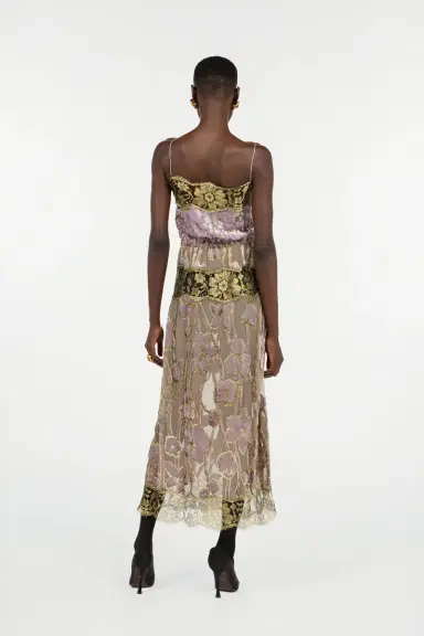 Roberto Cavalli Nude And Lilac Dress With Floral Pattern | Thumbnail 3