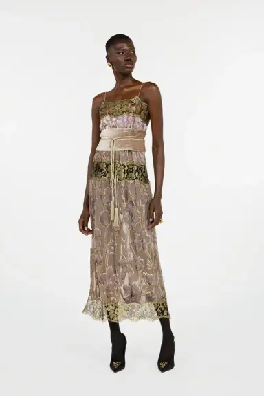 Roberto Cavalli Nude And Lilac Dress With Floral Pattern | Thumbnail 6