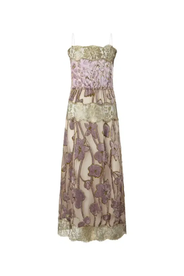 Roberto Cavalli Nude And Lilac Dress With Floral Pattern