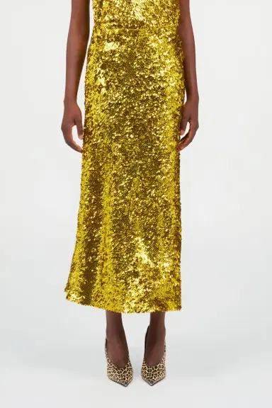 Roberto Cavalli Midi Skirt with Gold Sequins | Thumbnail 2