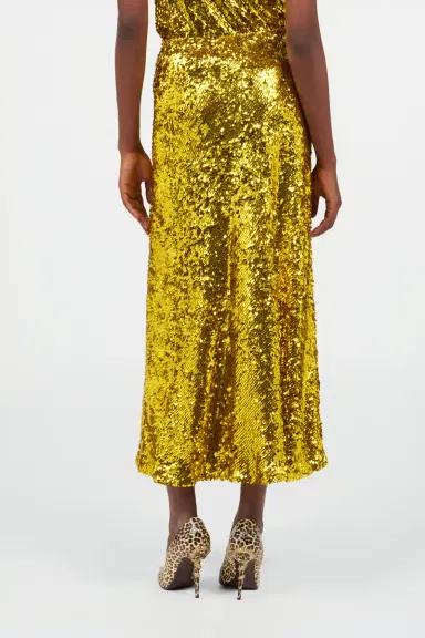 Roberto Cavalli Midi Skirt with Gold Sequins | Thumbnail 3