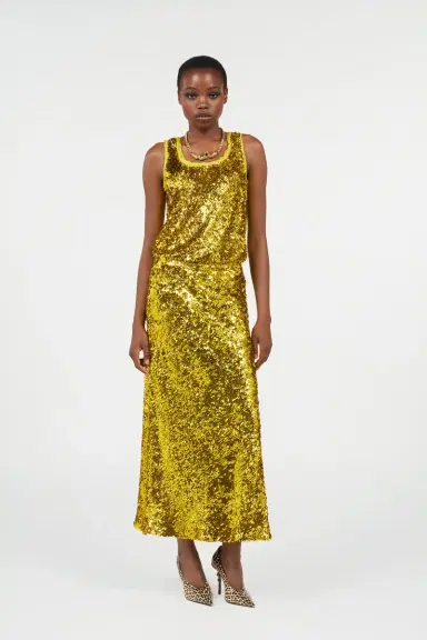 Roberto Cavalli Midi Skirt with Gold Sequins | Thumbnail 7
