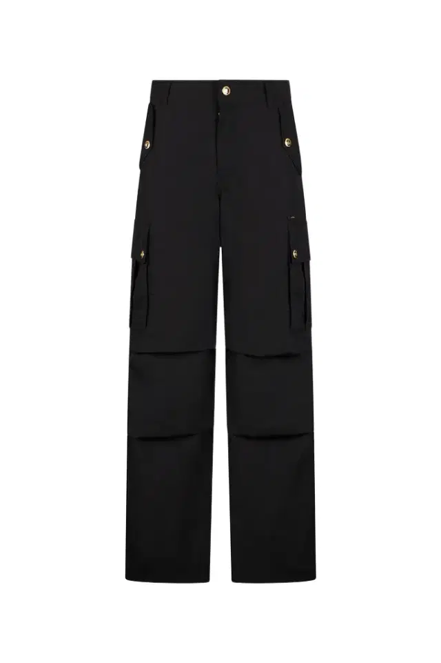 Roberto Cavalli Black Cargo Trousers With Gold Buttons