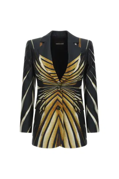 Roberto Cavalli Ray Of Gold Print Silk Jacket | Thumbnail 1 Roberto Cavalli Ray Of Gold Print Silk Jacket | Thumbnail 1
