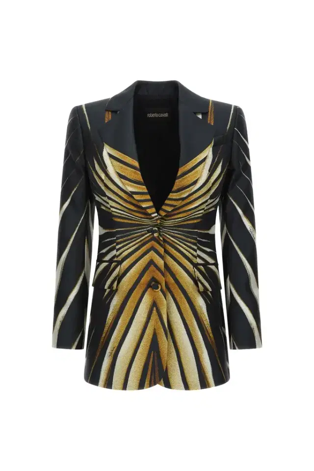 Roberto Cavalli Ray Of Gold Print Silk Jacket