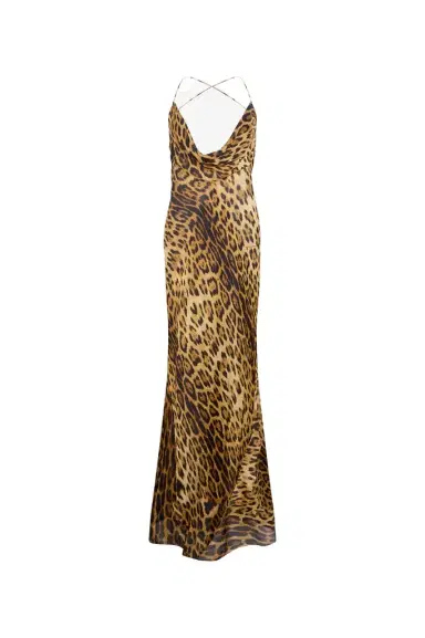 Roberto Cavalli Long Silk Dress With Jaguar Skin Print | Thumbnail 1