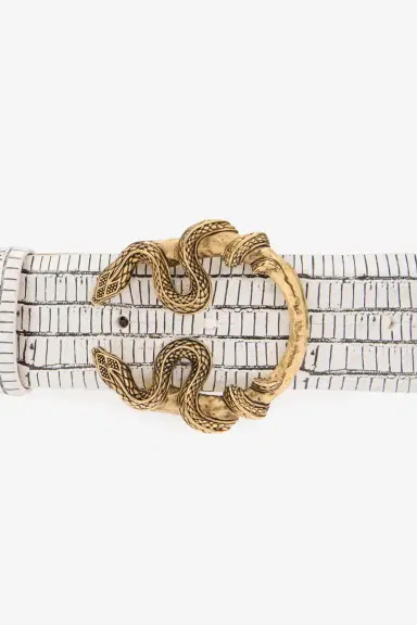 Roberto Cavalli White Leather Belt With Snake Buckle | Thumbnail 4 Roberto Cavalli White Leather Belt With Snake Buckle | Thumbnail 4