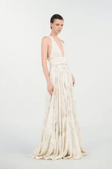 Roberto Cavalli Long Dress with Ornamental Motif | Thumbnail 2