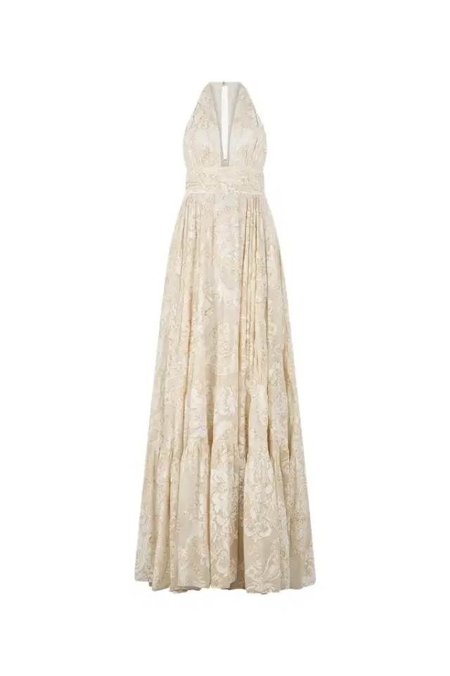 Long Dress with Ornamental Motif White