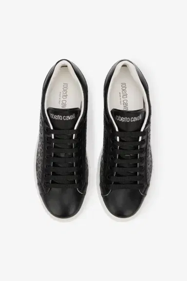 Roberto Cavalli Black Leather Sneaker With Monogram RC | Thumbnail 4 Roberto Cavalli Black Leather Sneaker With Monogram RC | Thumbnail 4