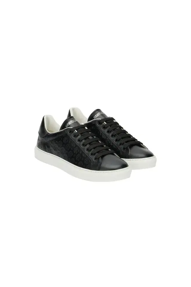 Roberto Cavalli Black Leather Sneaker With Monogram RC