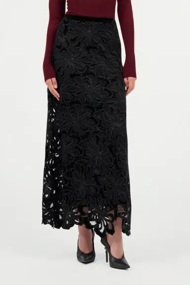Roberto Cavalli Long Floral Lace Skirt | Thumbnail 2