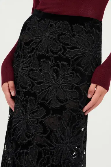 Roberto Cavalli Long Floral Lace Skirt | Thumbnail 5