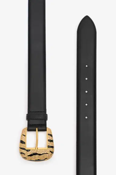 Roberto Cavalli Leopard Skin Belt With Bejeweled Buckle | Thumbnail 2