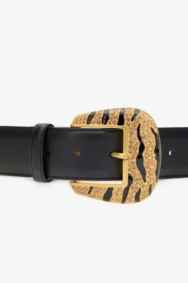 Roberto Cavalli Leopard Skin Belt With Bejeweled Buckle | Thumbnail 3