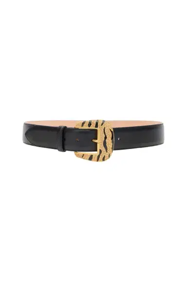 Roberto Cavalli Leopard Skin Belt With Bejeweled Buckle | Thumbnail 1