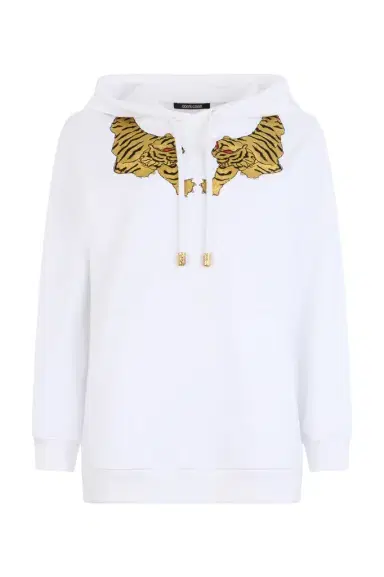 Roberto Cavalli Sweatshirt Hoodie with Tiger Embroidery | Thumbnail 1 Roberto Cavalli Sweatshirt Hoodie with Tiger Embroidery | Thumbnail 1