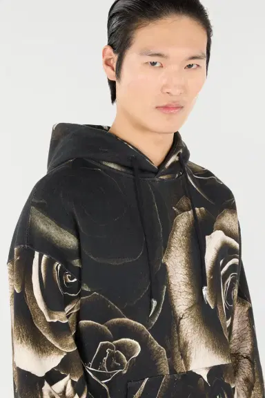 Roberto Cavalli Rose-Print Hooded Sweatshirt | Thumbnail 6
