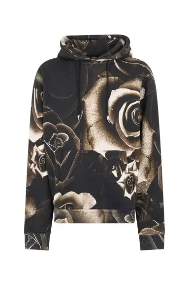 Roberto Cavalli Rose-Print Hooded Sweatshirt | Thumbnail 1