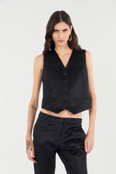 Roberto Cavalli Vest With Solid-Color Tiger Skin Design | Thumbnail 2