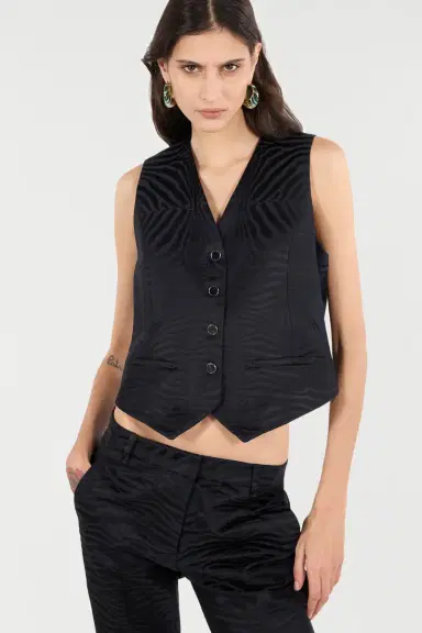 Roberto Cavalli Vest With Solid-Color Tiger Skin Design | Thumbnail 5