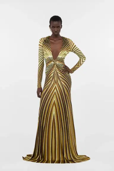 Roberto Cavalli Extra-Long Dress with Iside Print | Thumbnail 7