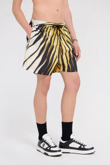 Roberto Cavalli Ray Of Gold Print Nylon Sea Shorts | Thumbnail 4