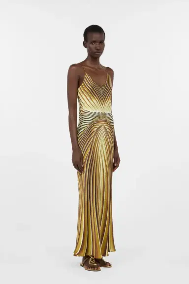 Roberto Cavalli Long Silk Dress with Iside Print | Thumbnail 2