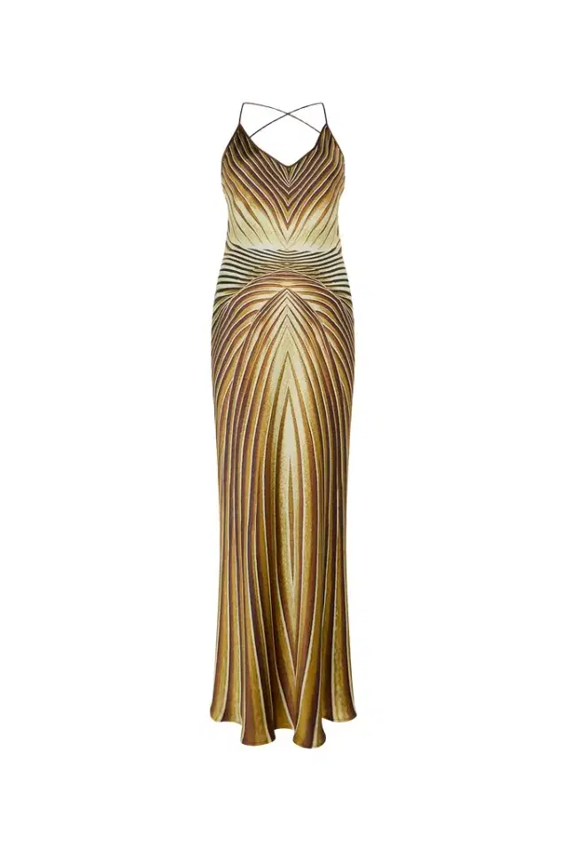 Long Silk Dress with Iside Print