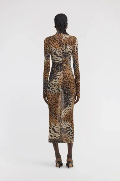 Roberto Cavalli Long Tulle Dress with Jaguar Print | Thumbnail 3