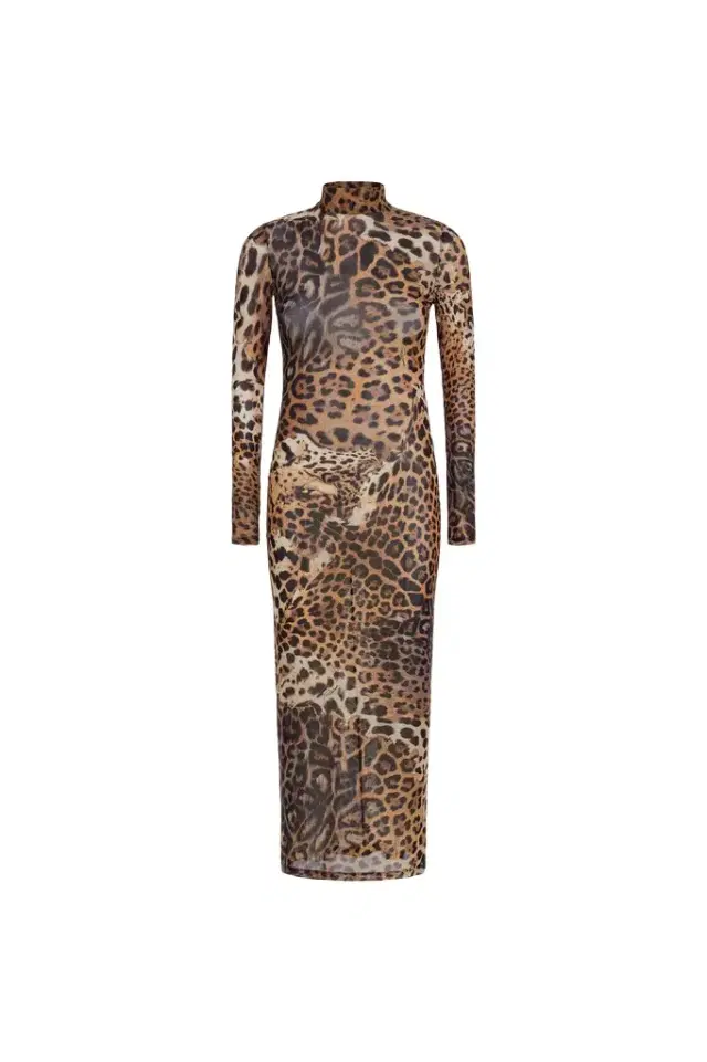Roberto Cavalli Long Tulle Dress with Jaguar Print