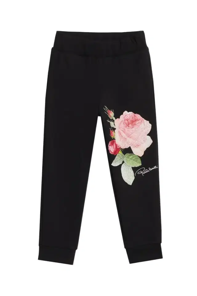 Roberto Cavalli Joggers With Rose Print On One Leg