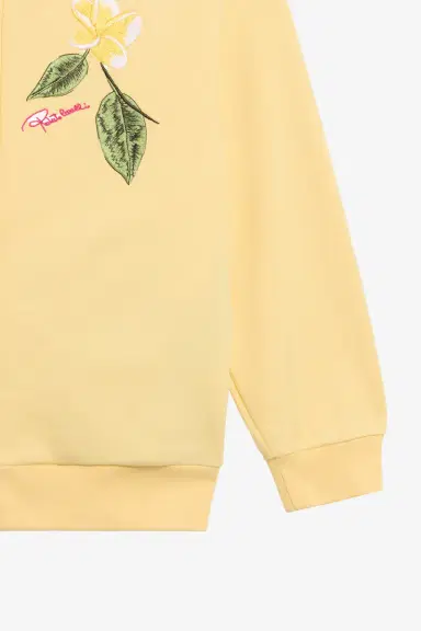 Roberto Cavalli Yellow Zip-Up Hoodie With Floral Embroidery | Thumbnail 4 Roberto Cavalli Yellow Zip-Up Hoodie With Floral Embroidery | Thumbnail 4
