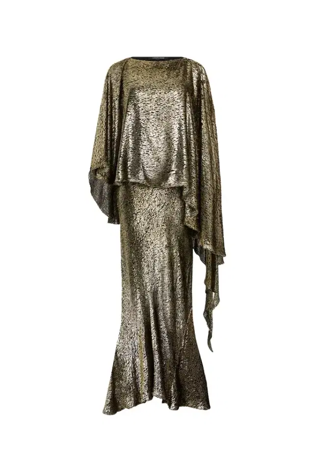 Roberto Cavalli Asymmetric Gold Lamé Dress