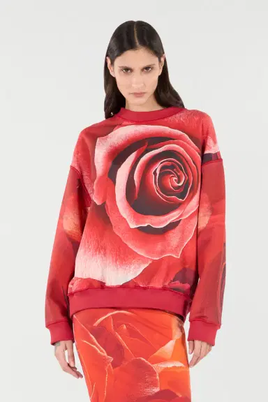 Roberto Cavalli Sweatshirt With Maxi-Rose Print | Thumbnail 2